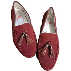 Marc Joseph N Y Wall Street Women's Loafers Red Leather Size 6.5